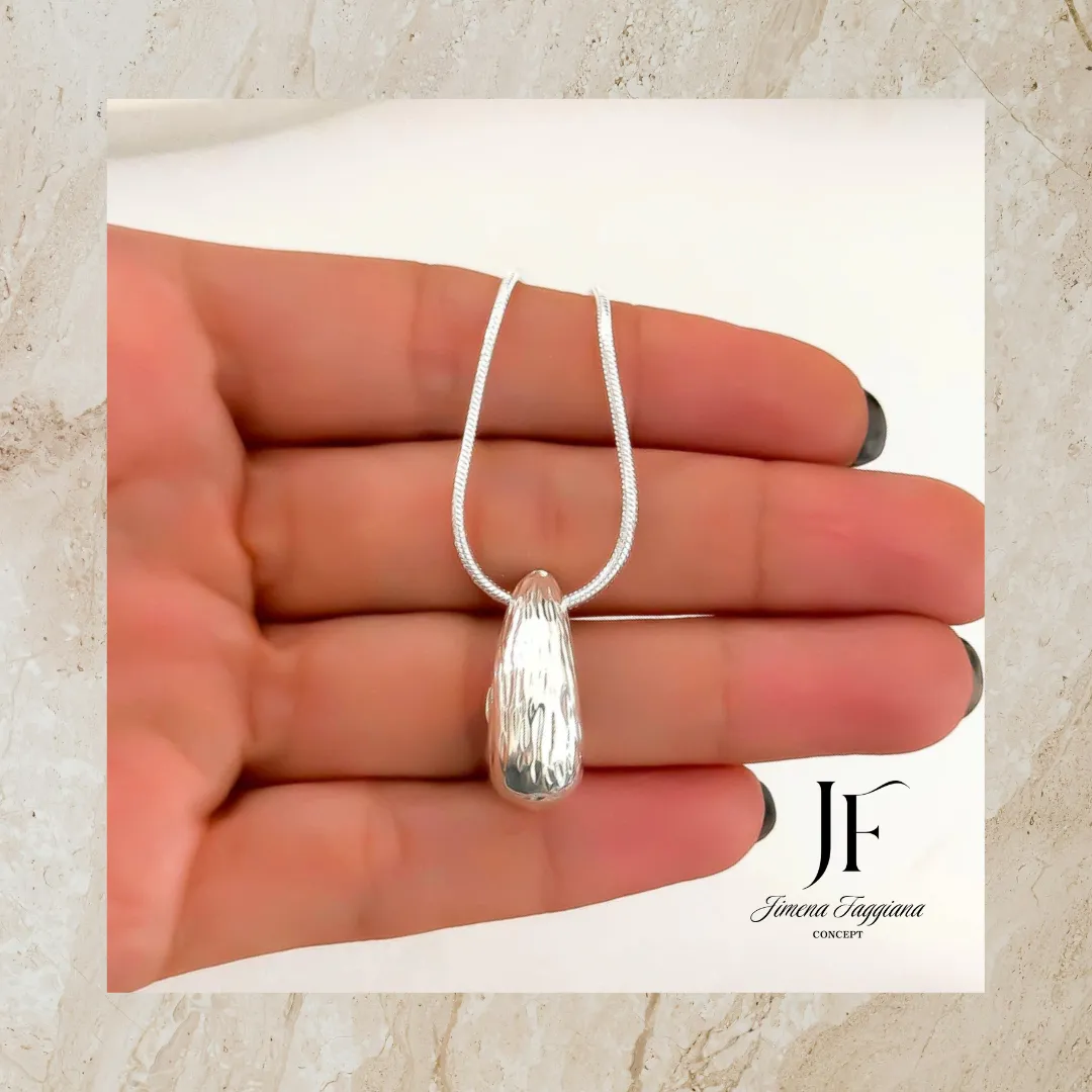 Collar gota acero blanco - Jimena Faggiana Concept