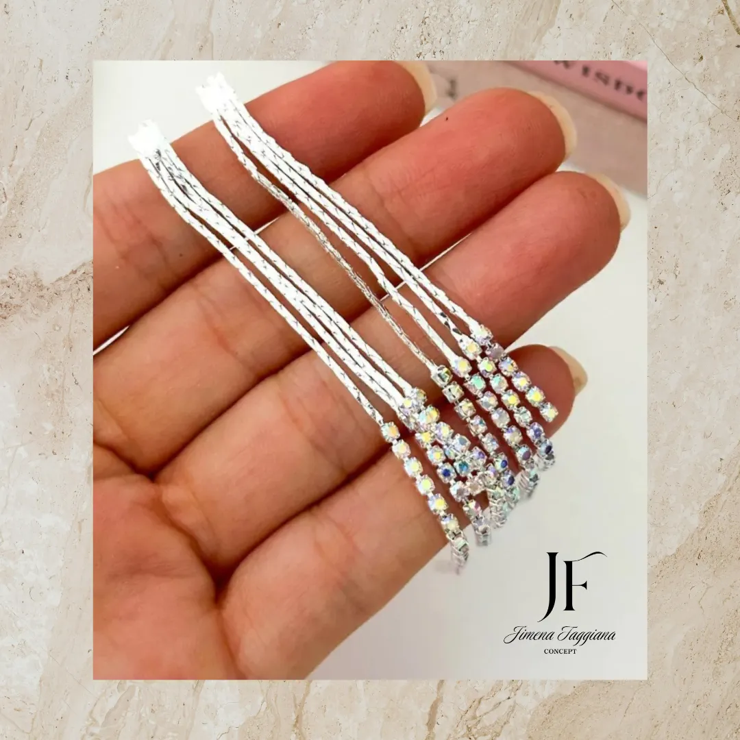 Aros fiesta 4 cadena punta strass - Jimena Faggiana Concept