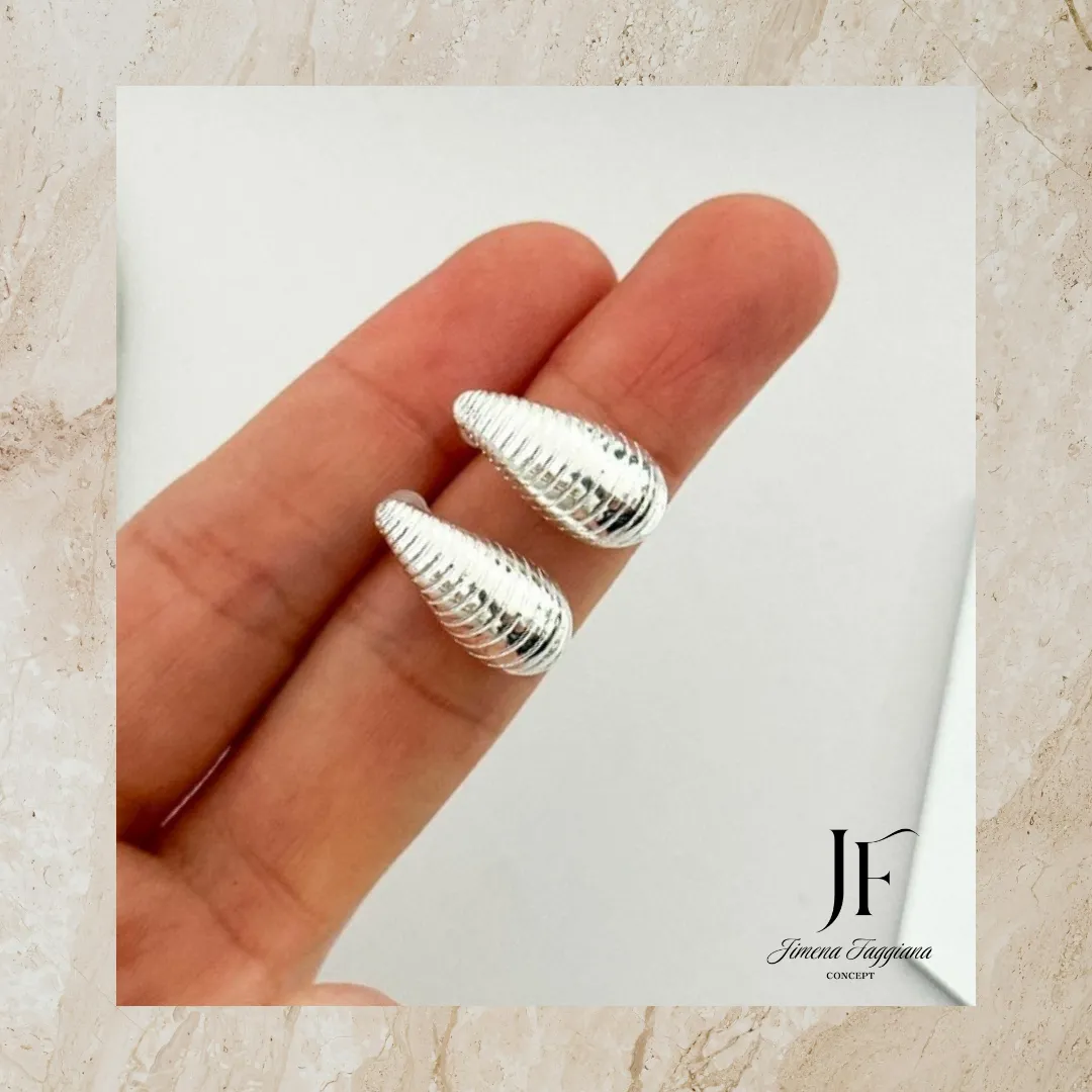 Aro gota acero blanco - Jimena Faggiana Concept