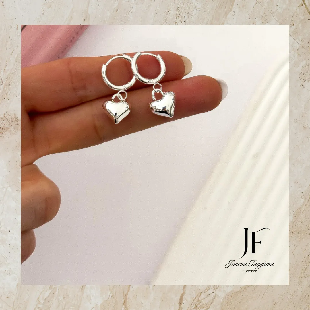 Aro argolla corazón colgante - Jimena Faggiana Concept