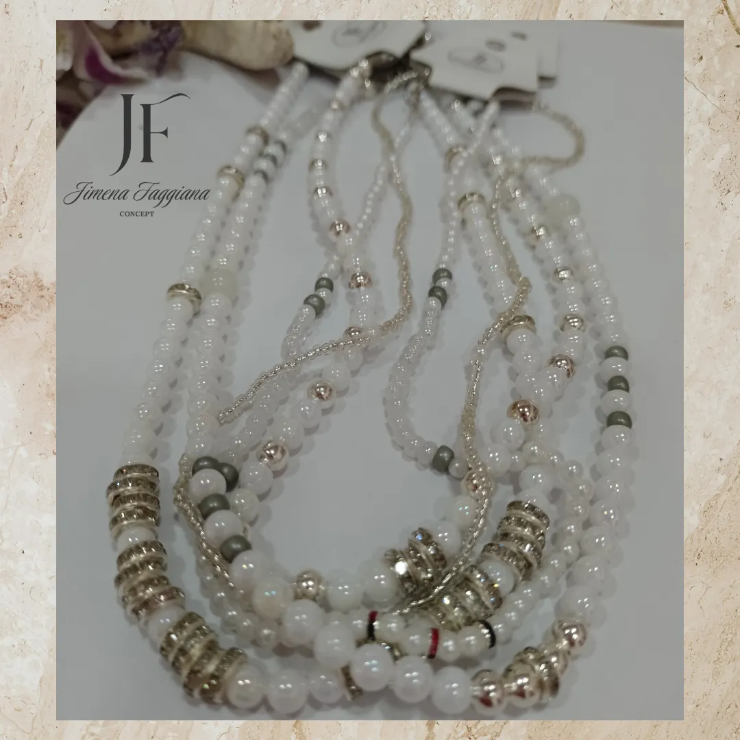 Collar  combinado perla strass - Jimena Faggiana Concept