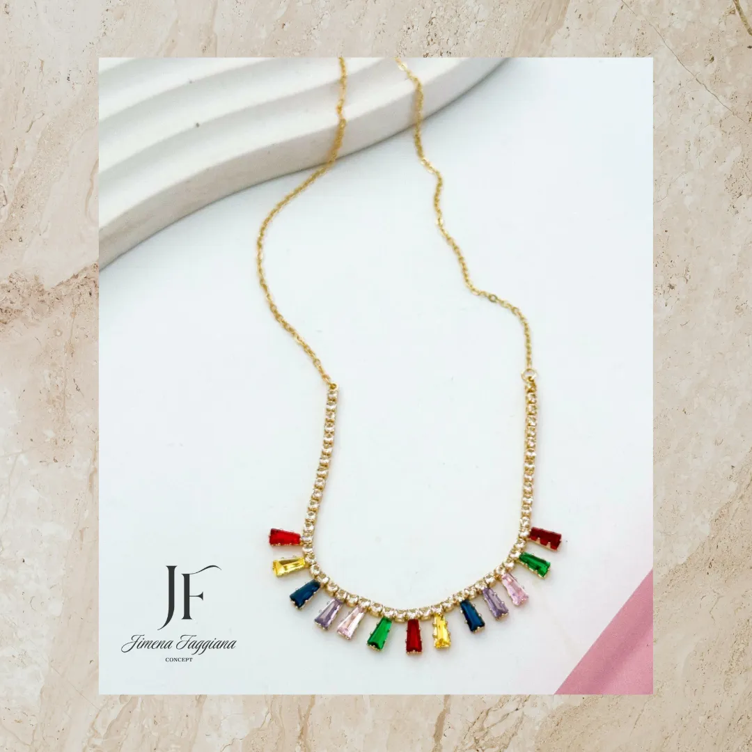 Collar acero dorado con piedras - Jimena Faggiana Concept