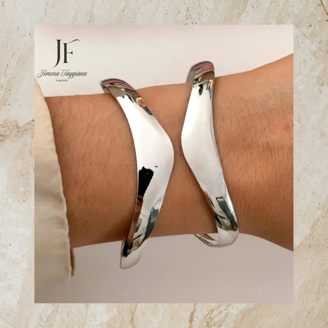 Pulsera brazalete plateado - Jimena Faggiana Concept