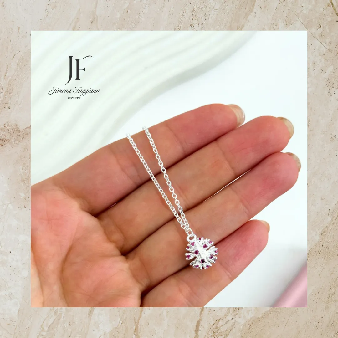 Collar acero blanco pelota con strass incrustados - Jimena Faggiana Concept