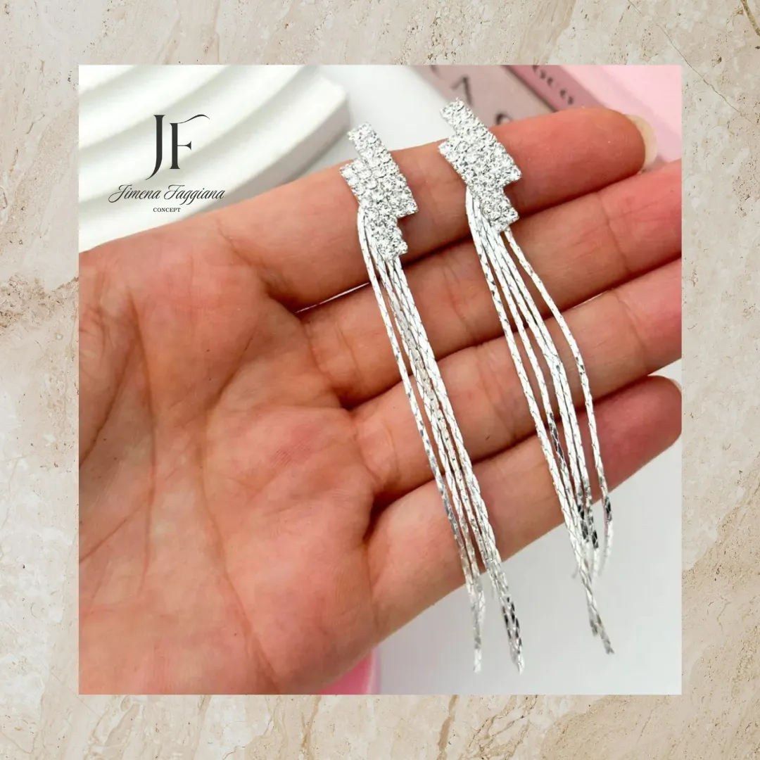 Aros fiesta strass blancos - Jimena Faggiana Concept