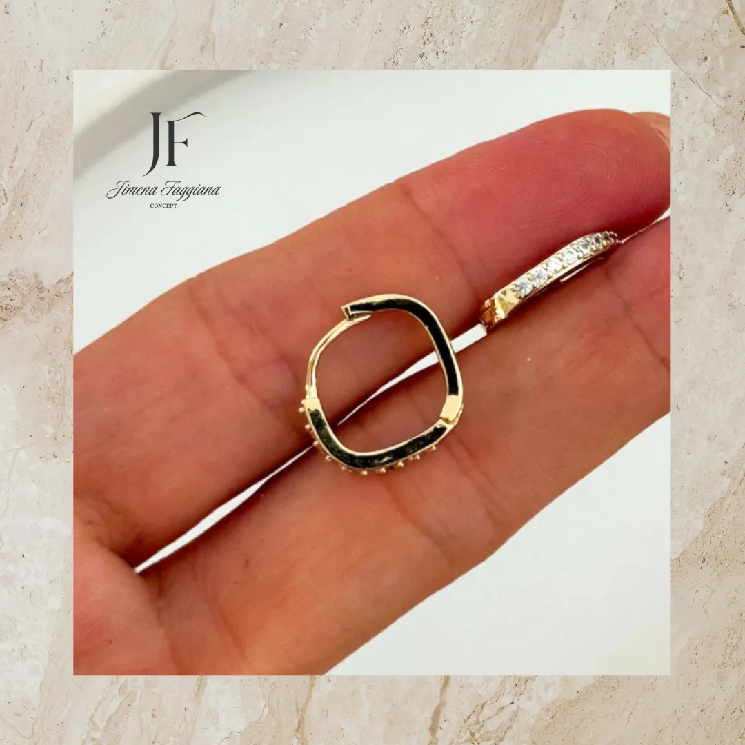 Aro  acero dorado con stras - Jimena Faggiana Concept