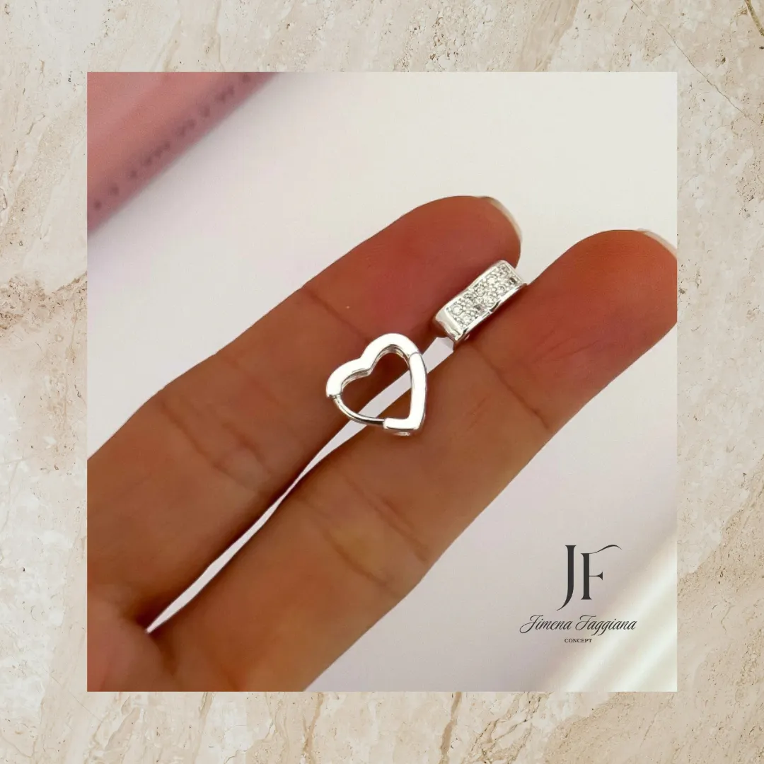 Aro argollita corazon doble strass - Jimena Faggiana Concept