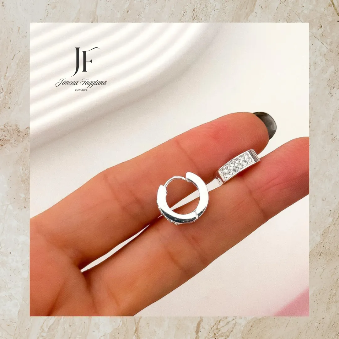 Aro argolla doble strass - Jimena Faggiana Concept