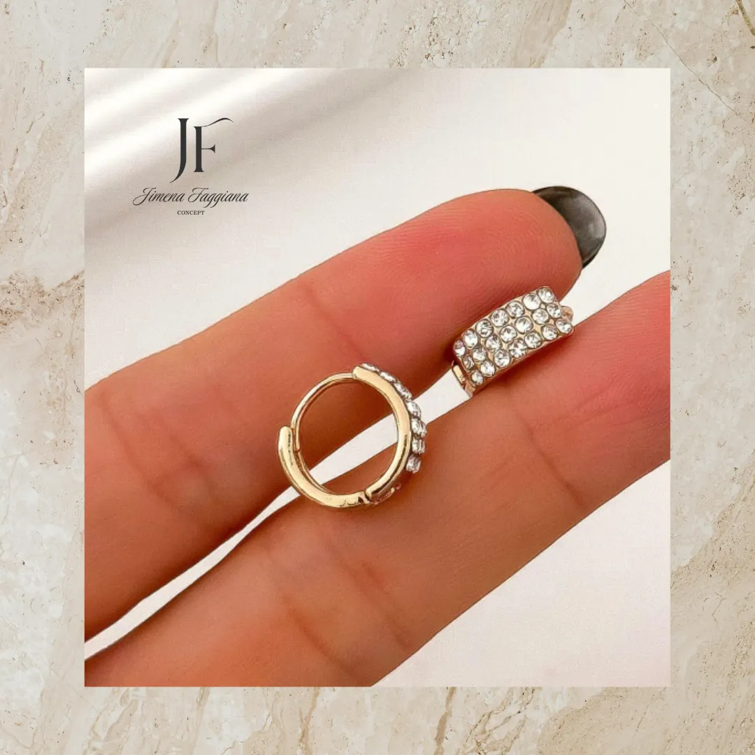 Aro argolla triple lina de strass - Jimena Faggiana Concept